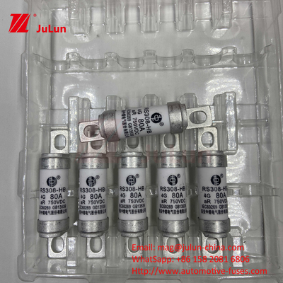 EV RS308 فيوز الصدمة الميكانيكية 25A 30A 40A 50A السيراميكي النحاس الجهد القياسي DC750V المنزل EV شاحن للسيارة الكهربائية