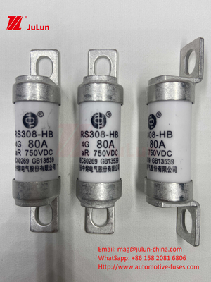 EV RS308 فيوز الصدمة الميكانيكية 25A 30A 40A 50A السيراميكي النحاس الجهد القياسي DC750V المنزل EV شاحن للسيارة الكهربائية