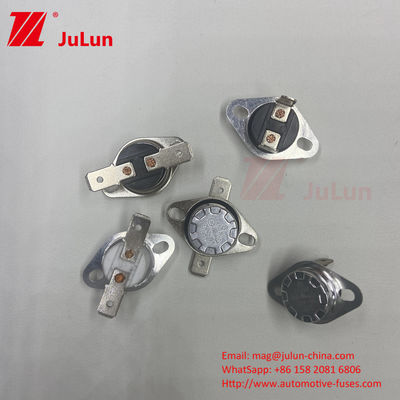 KSD301 المفتاح الحراري الحرارة المعدنية ، مغلقة عادة / مفتوحة إعادة ضبط الحرارة التلقائية