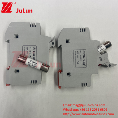 1000VDC 32A حامل فيوز الطاقة الشمسية مع فيوز لمحولات PV RT18-32 15A 20A 32A حامل فيوز مع مؤشر LED للطاقة الشمسية P