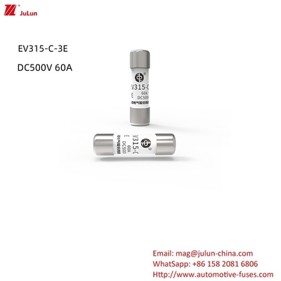طاقة الطاقة الجديدة فيوز السيراميكي ذو الضغط العالي المتوسط / EV315-C-3E DC500V 10A ، 15A ، 20A ، 30A ، 40A ، 50A.60A