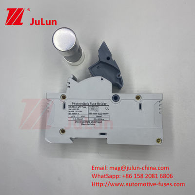 DIN دليل حامل فيوز 15A 1000VDC مع تصميم حامل فيوز السيراميكي14 * 85mm 32a 1000VDC Pv فيوز هولر