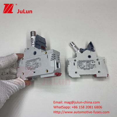 DIN دليل حامل فيوز 15A 1000VDC مع تصميم حامل فيوز السيراميكي14 * 85mm 32a 1000VDC Pv فيوز هولر