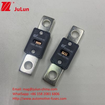 150A 70VDC EV320-5X فيوز السيارات السيراميكية الرمال الكوارتز الخصائص الكهربائية 1.0 في 4 ساعات 3.0 في 10s ماكس