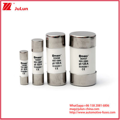 مصابيح السيارات السيراميكية 20A 1000VDC PV FUSE كسر 10*38mm 14*51mm 20*65mm القدرة مع القدرة على الاستبدال 1000VDC 10A 15A 25A 30A ومعايير السلامة IEC
