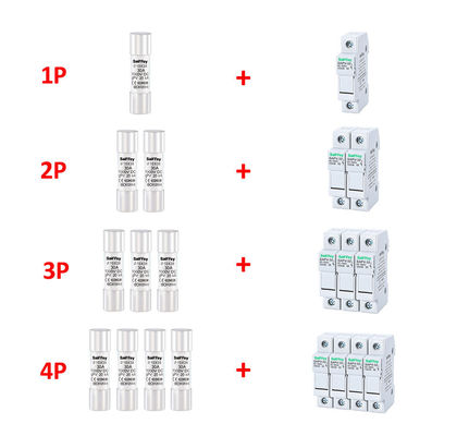 مؤهل IEC معتمد 10 * 38mm Fuse PV 20A 1000VDC حامل فيوز