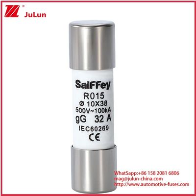 RS15 GG32A 500VDC 100KA فيوز السيراميكية للسيارات 10 * 38mm حامل IEV60269