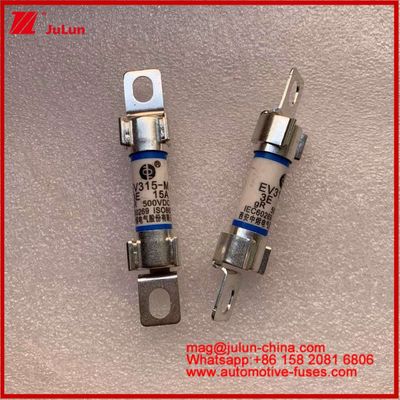 طاقة EV 10 * 38mm فيوز أنبوبي EV315-M 3E 15A 500VDC للمركبات الكهربائية تركيب المسامير يلبي معايير JASO D622