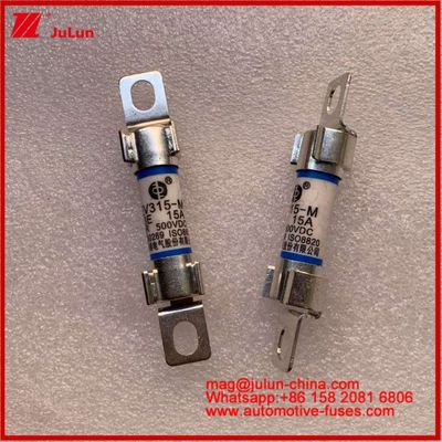 طاقة EV 10 * 38mm فيوز أنبوبي EV315-M 3E 15A 500VDC للمركبات الكهربائية تركيب المسامير يلبي معايير JASO D622