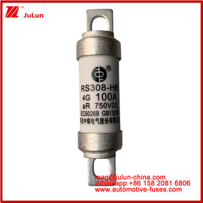 RS308-HB 4G 100A AR 750VDC 50KA فيوز لحماية الدوائر السيارات أداء متوافق مع JASO D622 التصميم الأنبوبي السيراميكي