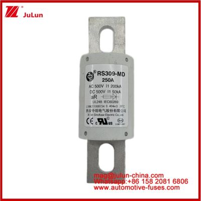 250A 500VAC Ev Fuse RS309-MD-200KA 500VDC 50KA AR Caremic DC أداء أنبوبي سيارات محول استود