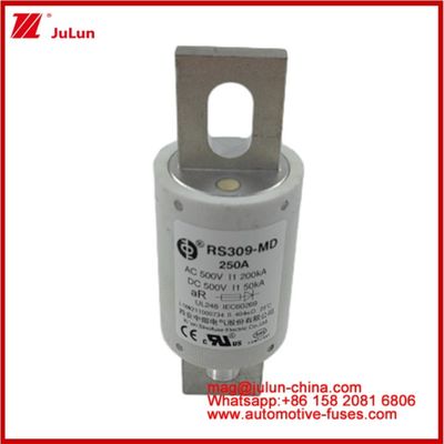 250A 500VAC Ev Fuse RS309-MD-200KA 500VDC 50KA AR Caremic DC أداء أنبوبي سيارات محول استود
