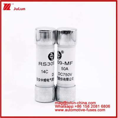 طوق السيارات العاملة على القضيب (Caremic Round Tube FUSE) RS309-MF 50A DC750V DC للسيارات الكهربائية / HEV