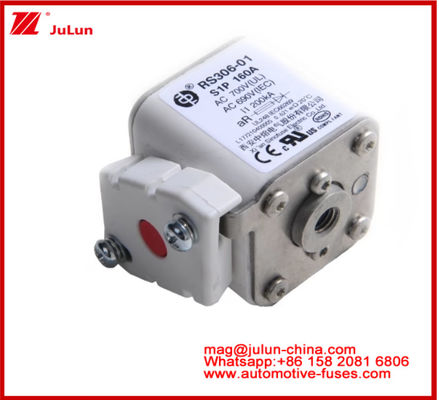 RS306-01-S1P160A AC700 ((UL) AR AC690V ((IEC) 200KV مربع السيراميكي فيوز EV أو HEV Stud-mount حجم صغير قدرة كسر الحماية من الدائرة القصيرة ذات التيار المقياس العالي