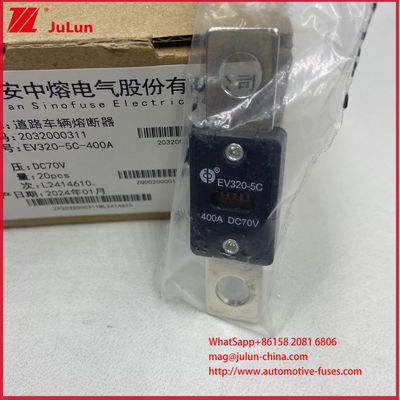 EV320-5C 5X -400A 175A DC70V فيوز مركبة كهربائية طريقة تركيب M8 متوافقة مع معايير ISO8820-5 و GB/T31465.5-2015