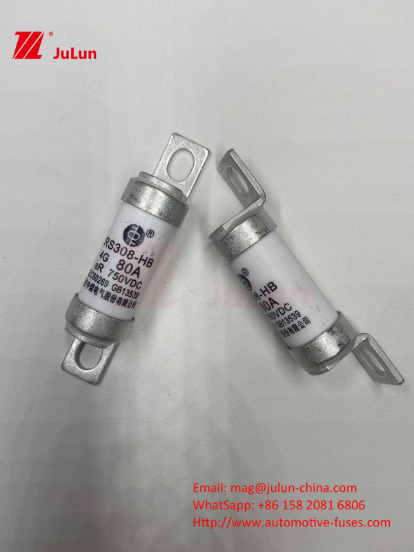 فيوز الكهربائية السيراميكية 750VDC للتشغيل الآمن للسيارات 63A25A 15A 30A 750VDC RS308 فيوز