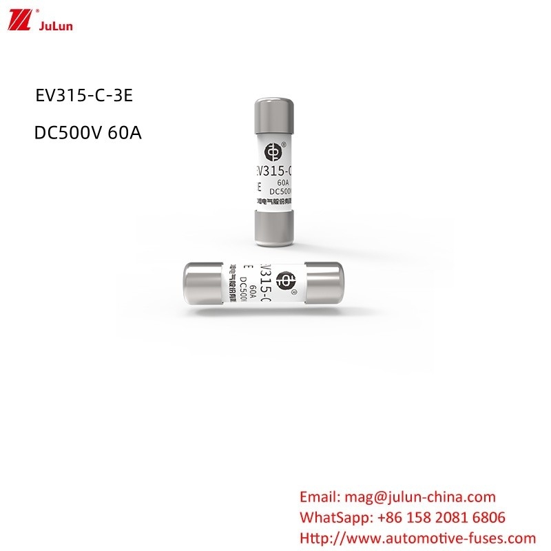 طاقة الطاقة الجديدة فيوز السيراميكي ذو الضغط العالي المتوسط / EV315-C-3E DC500V 10A ، 15A ، 20A ، 30A ، 40A ، 50A.60A