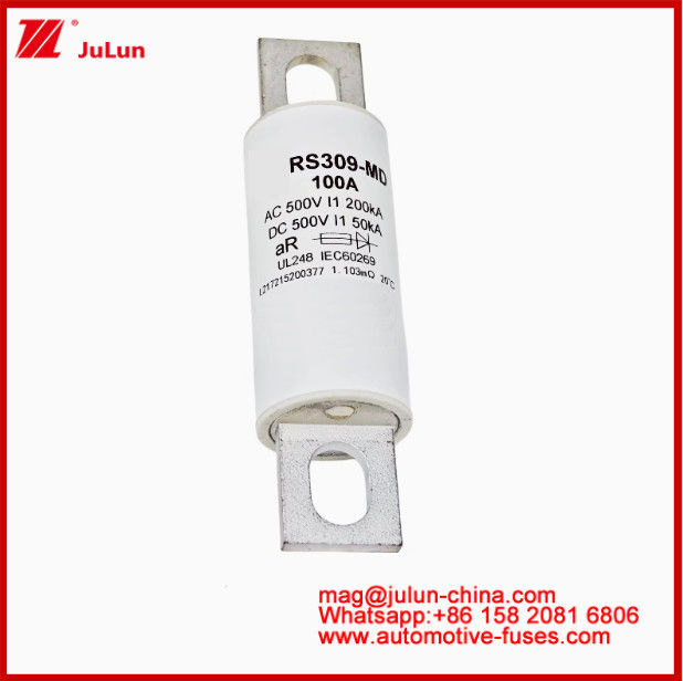 RS309-MD-100A 500VAC200KA 500VDC 50KA AR Caremic Tubular DC 100 Amp فيوز السيارة للسيارة الكهربائية EV HEV