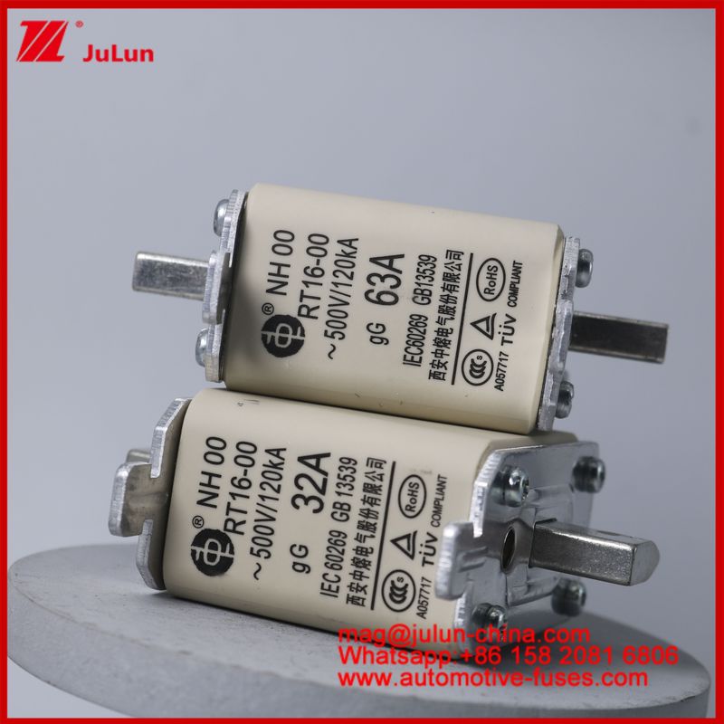 NH00 RT16-00 16A 500V 120KA السيراميكية Anl فيوز السيارات محول ستود جبل ل EV / HEV