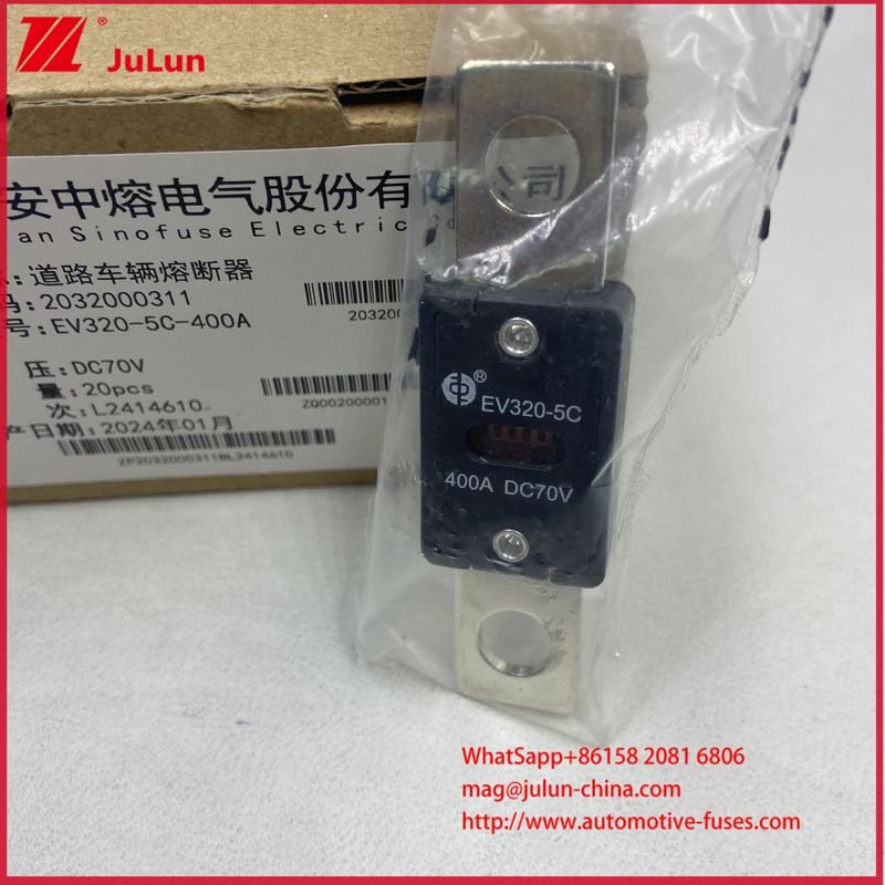 EV320-5C 5X -400A 175A DC70V فيوز مركبة كهربائية طريقة تركيب M8 متوافقة مع معايير ISO8820-5 و GB/T31465.5-2015