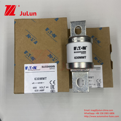 630MMT 690V BUSSMANN السيراميكي النحاس التوأم الصفحة المسطحة المسامير نوع الفيوز 630A التيار الكهربائي 0.43kg الوزن