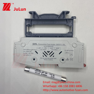 فيوز 1500vdc 20a DNPVF1-32L النظام الشمسي Pv فيوز 1500vdc سريع النفخ السيراميكي DIN Rail Moun 10x85MM 1500V فيوز حراري