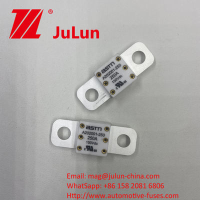 300A 150VDC A202001 طريقة تثبيت المسمار سهلة التثبيت 20 * 55mm فيوز السيراميكية للسيارات مع عزم دوران ضيق موصى به 11-13N · m ل M8