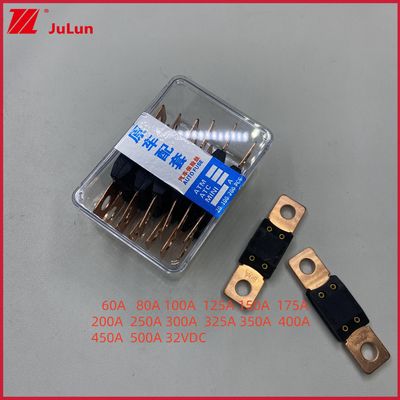 فيوز المركبات الكهربائية النحاسية 32VDC فيوز صغير 32V 48V 58V 80V 298 السلسلة 40A 50A 60A 80A 100A 150A 200A 250A 300A 350A 400A 450A 500A بولت على فيوز MEGA التلقائي
